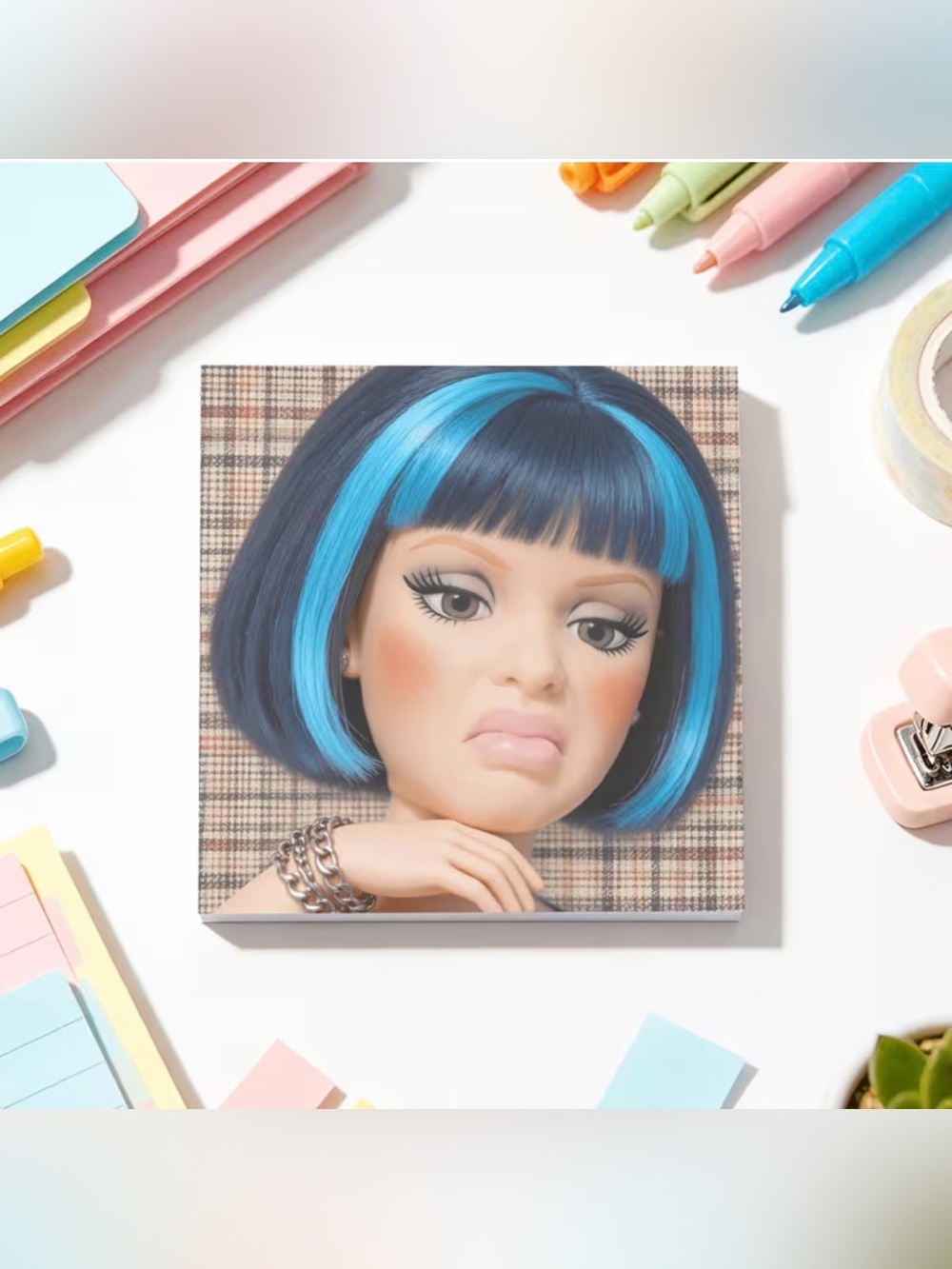 Funny Doll Face Sticky Notes – 50 Sheets